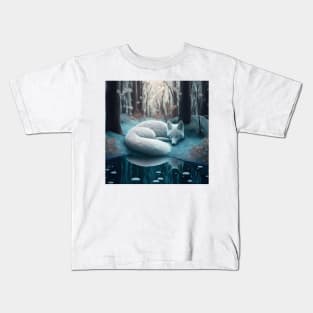 Winter Snow Fox #001 Kids T-Shirt